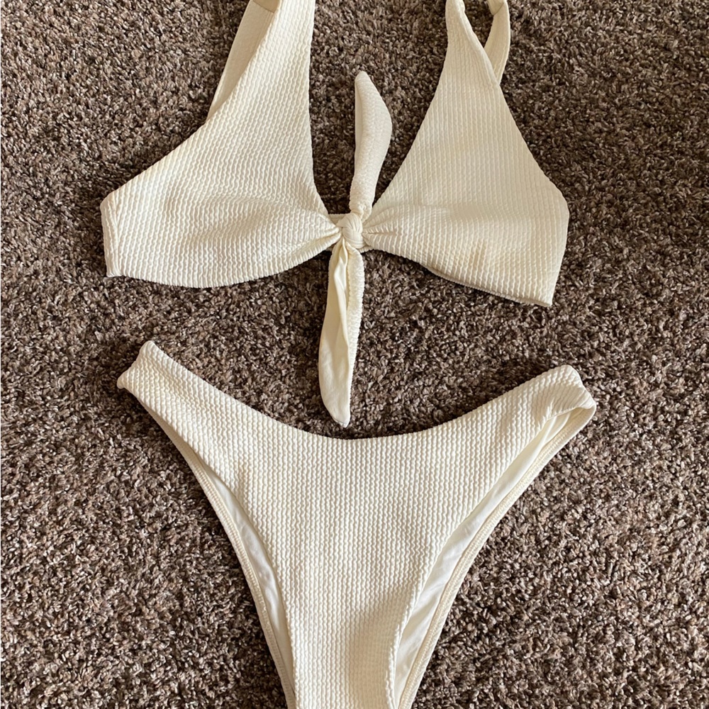 Monday Swimwear Ivory Crinkle Set